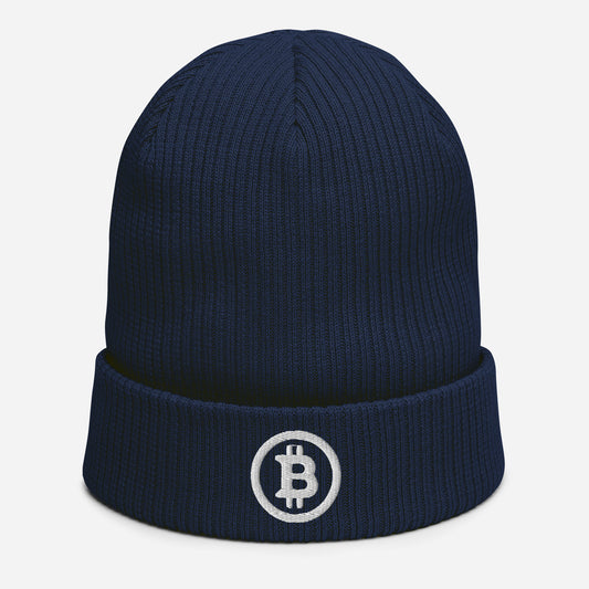 Bitcoin Embroidery - Organic ribbed beanie