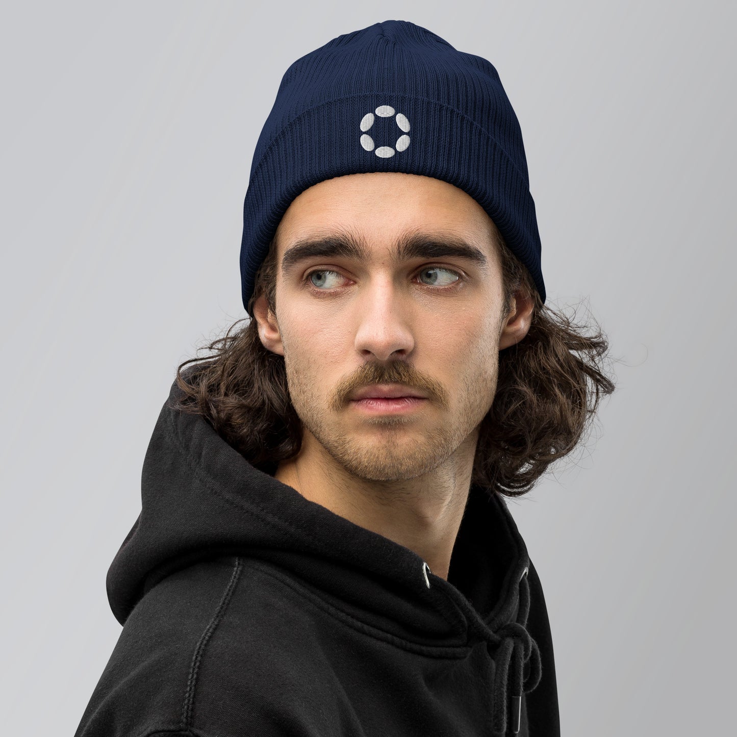 Polkadot Embroidery - Organic ribbed beanie