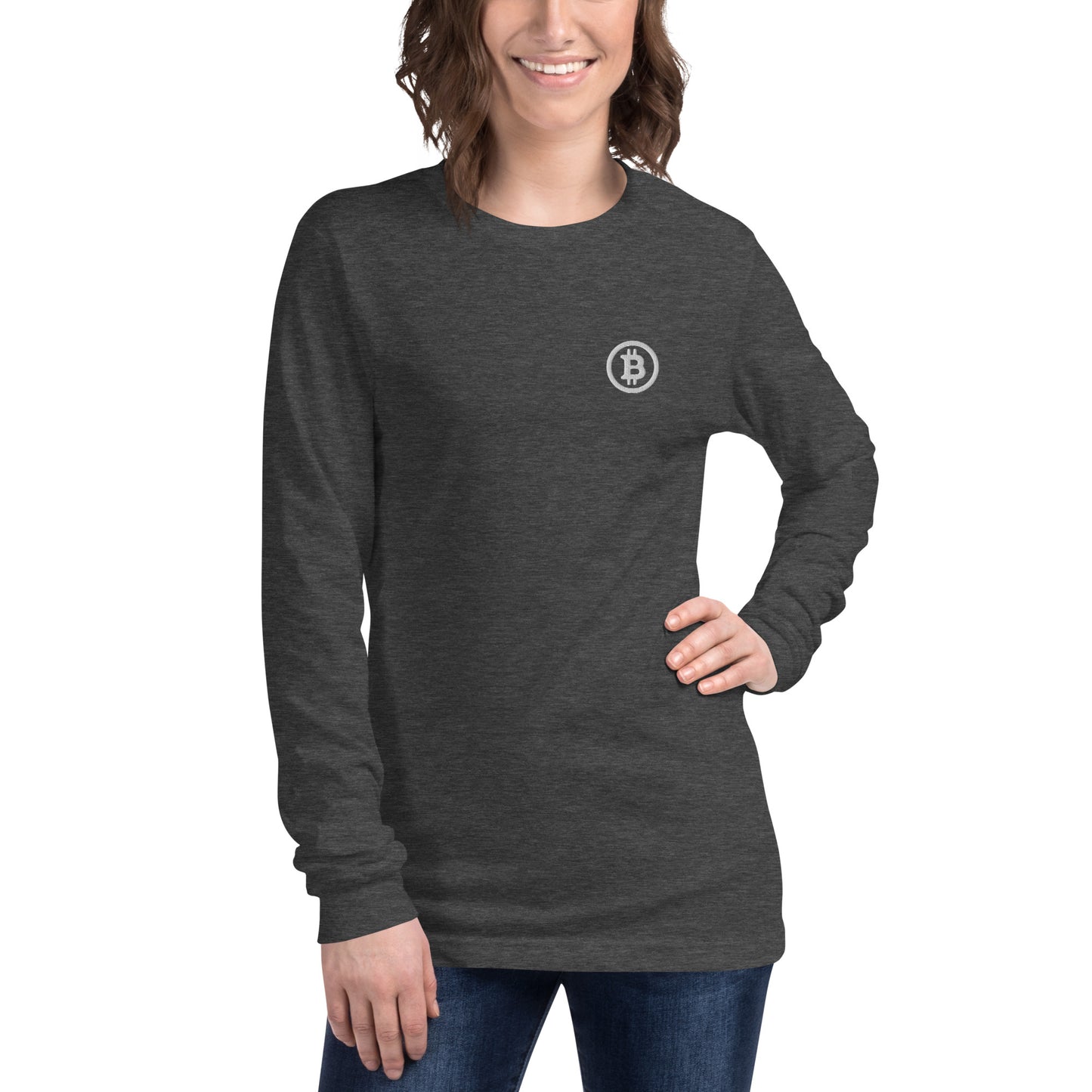 Bitcoin Embroidery - Unisex Long Sleeve Tee