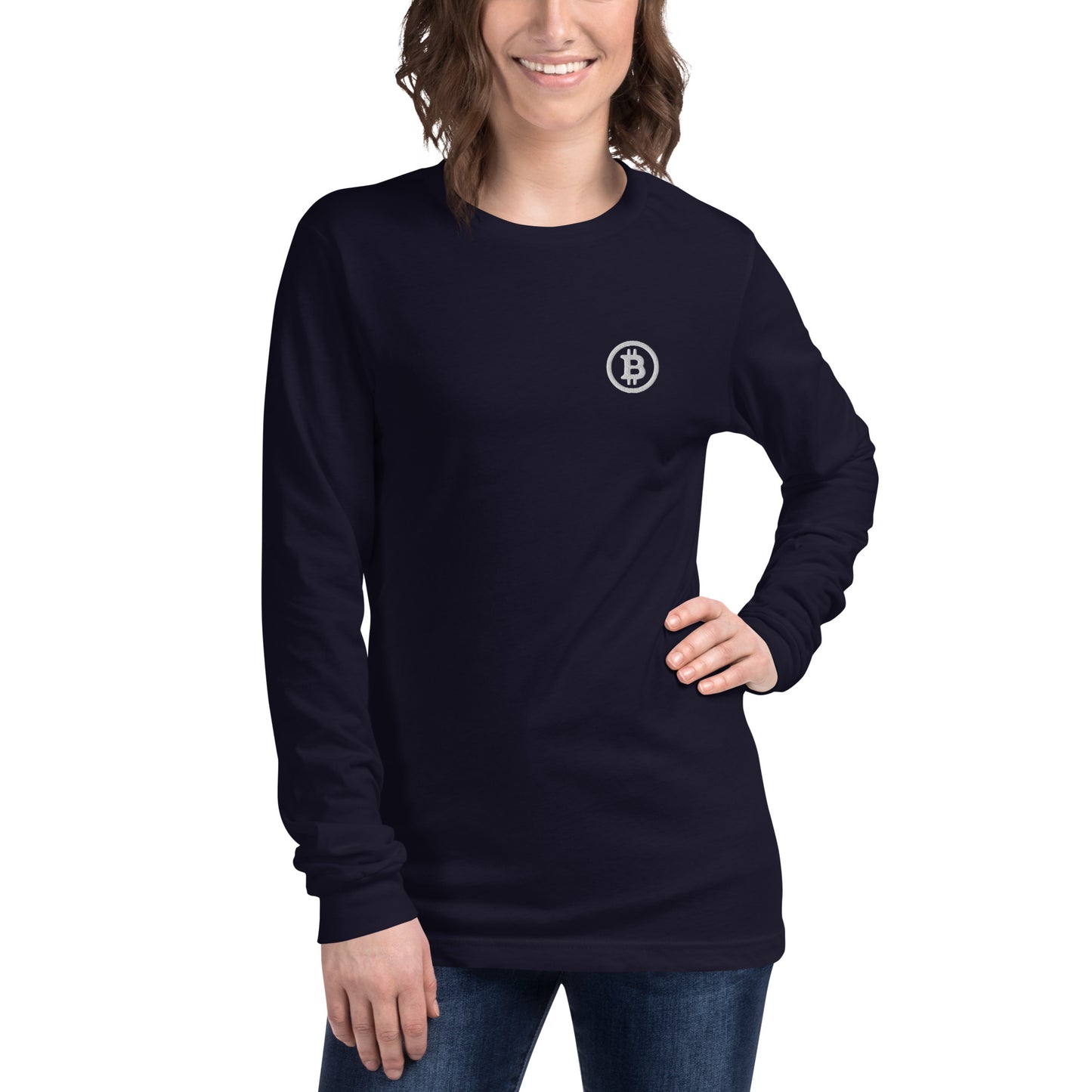 Bitcoin Embroidery - Unisex Long Sleeve Tee