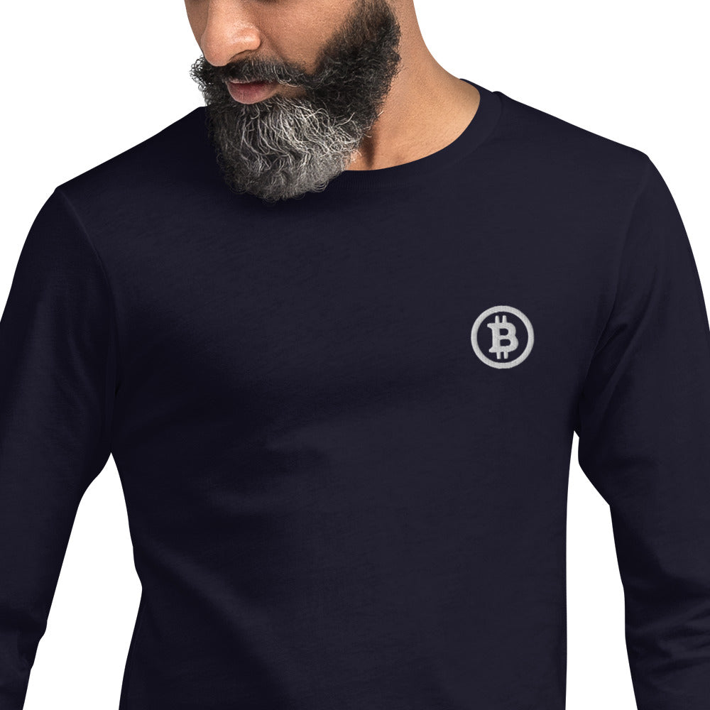 Bitcoin Embroidery - Unisex Long Sleeve Tee