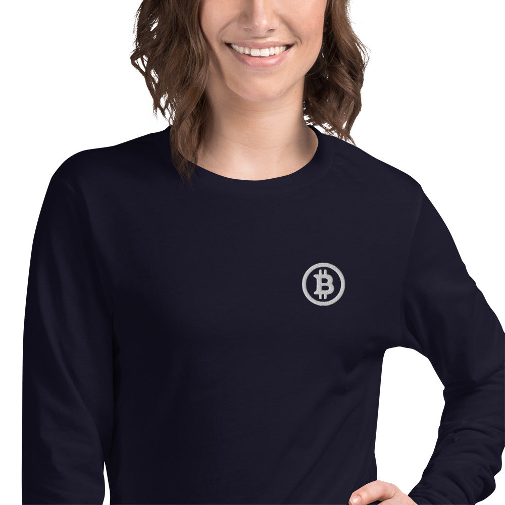 Bitcoin Embroidery - Unisex Long Sleeve Tee