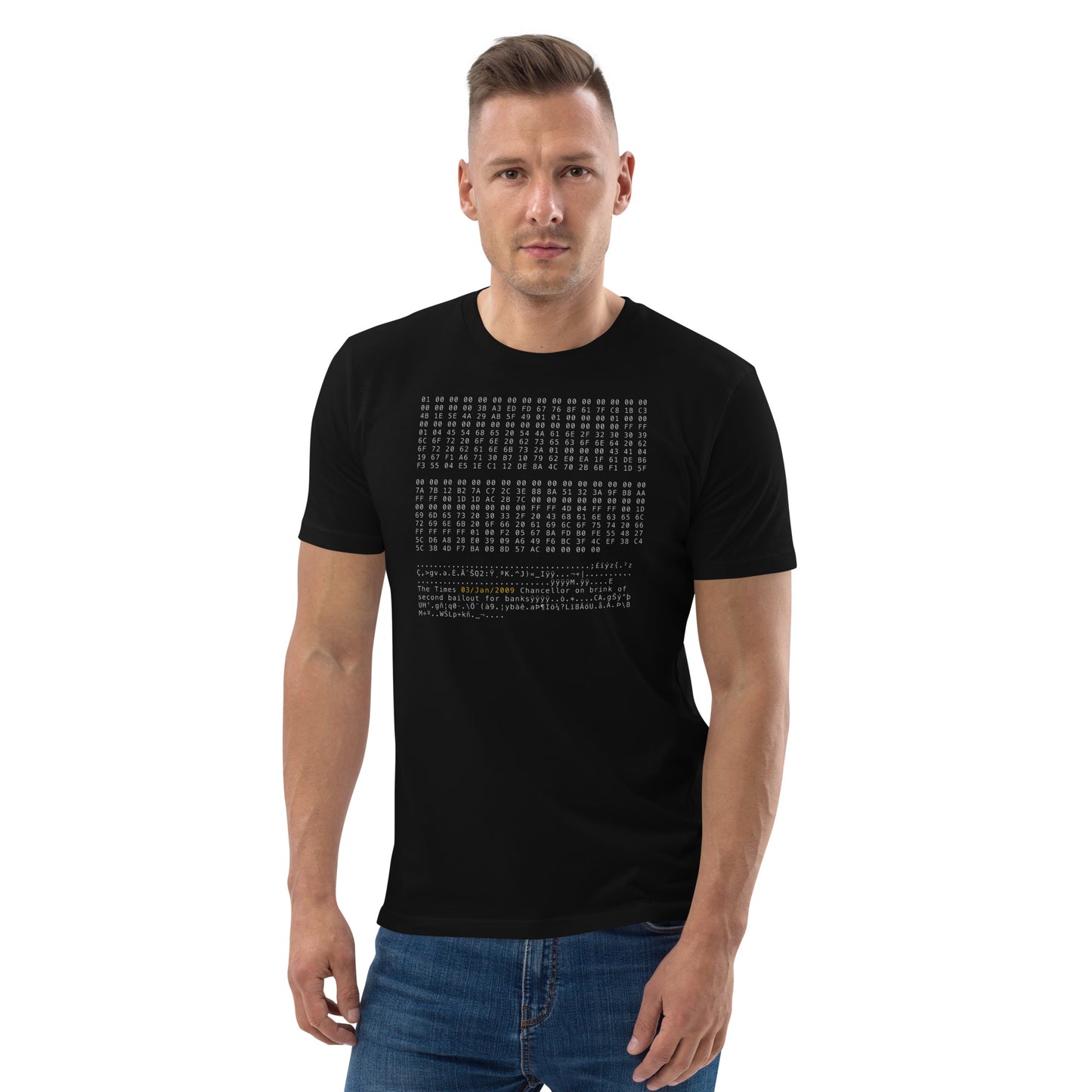 Bitcoin Genesis Block - Unisex organic cotton tee